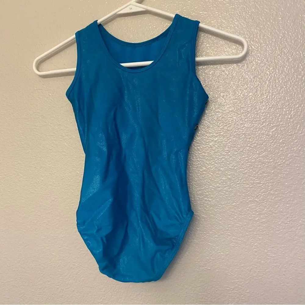 Satara Leos gymnastics tank practice aqua teal blue child MC 8-l0